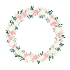  Rose wreath watercolor frame flowers, a set of illustrations in handmade 