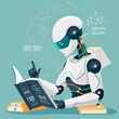 © ismael - robot learning to read AI concept illustration