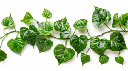Poster - Leaves of a heart-shaped vine, devil's ivy, golden pothos, isolated on a white background, clipping path included.