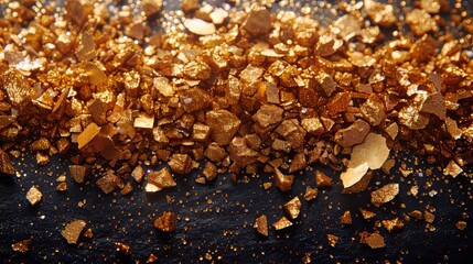 Poster - Confetti isolated on black background with golden highlights