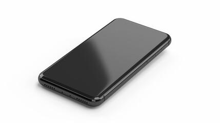 Poster - Isolated on white background is a modern black smartphone with a blank screen.