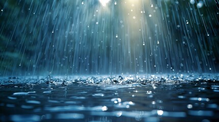 Poster - EPS 10 modern file included for rain transparent template background. Falling water drops texture on checkered background in nature.