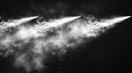 Aufkleber - A transparent black background decorated with water spray mist and airy spray. A clean illustration of hazy mist and spray.