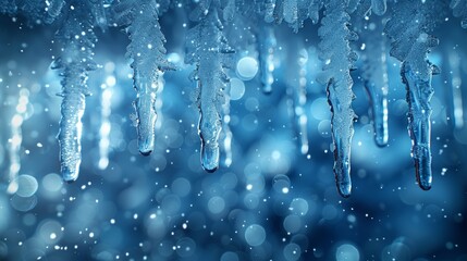 Aufkleber - A new year's illustration on a frosted ice background with RGB colors. One editable gradient for easy recoloring. Modern illustration. Icy Christmas and icicles background.