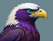Adler mit lila Federn und blauen Augen