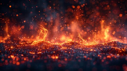 Poster - The background image is protected by fire particles and embers. The smoke fog misty texture overlays the background image.