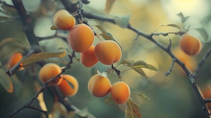 Sticker - Golden hour apricots on tree branch