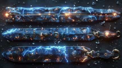 Leinwandbilder - Lighting effects, set of zippers, thunderstorms and lightning