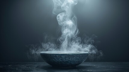 Aufkleber - Food steam, vapor effects from hot tea or coffee. Yummerous dish, tasty meal, delicious smell concept. White fume isolated on dark background. Modern illustration.