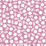 Fototapeta Pokój dzieciecy - messy delicate monochrome botanical tiny flowers and leaves spring season holiday vector seamless pattern set on pink background