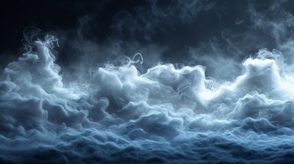 Leinwandbilder - Cloud of realistic smoke. Smoke streaming from burning objects. Fog effect. White steam, mist. Modern design element.