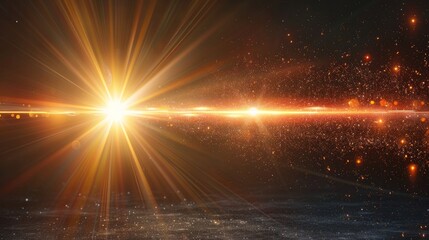 Aufkleber - Transparent sunlight special lens flash effect. Front sun lens flash. Horizontal stellar rays and searchlight element.