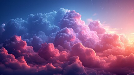 Aufkleber - A set of pink, blue, and purple clouds on a transparent background. 3D realistic clouds with real transparency. Modern illustration EPS10.