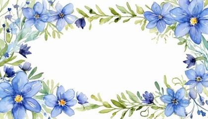 Dive into serenity with our watercolor blue floral frame mockup. Tranquil hues surround the empty space, ready for your text or photo