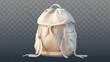 Detailed modern mockup of a schoolbag with drawstrings isolated on transparent background.