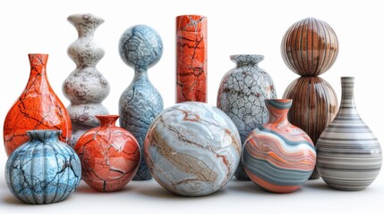 Leinwandbilder - An arrangement of colored 3D objects set on a white background.