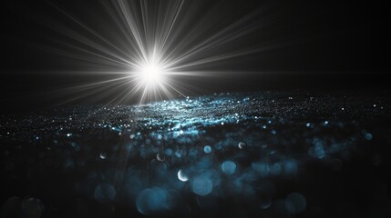 Aufkleber - This is an image of an abstract green lens flare over a black background with reflections of rays, overlays and flares over it.