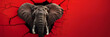 Captivating image of an elephant coming through a cracked red surface, symbolizing bold transformation