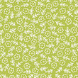 messy delicate white linear botanical tiny flowers and leaves spring season holiday vector seamless pattern set on light green background