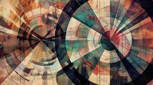 Abstract Art With Concentric Circles And Geometric Lines