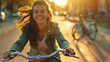 ©  Mohammad Xte - Super cheerful girl on a bicycle enjoying the movement
