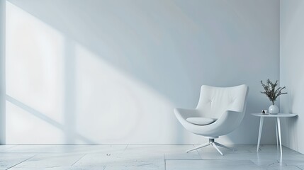 Wall Mural - minimalist interior design with elegant white chair and natural light. modern home decor for trendy 