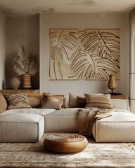 Wall Mural - Cozy modern living room interior with artistic flair