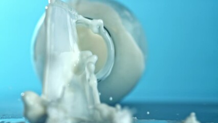 Poster - Super slow motion fresh milk. High quality FullHD footage