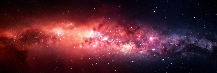 Wall Mural - background with space, clouds streak across the red milky way, galaxy with stars on night starry sky