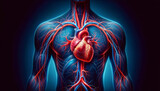 Fototapeta Londyn - AI generated illustration of the human heart within the upper body