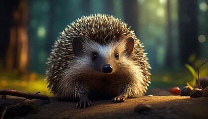 Wall Mural - 3d cartoon cute hedgehog