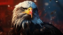 AI Illustration Of A Majestic Bald Eagle Against A Vivid Background