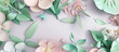 Background with paper flowers and leaves
