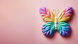 Rainbow Butterfly Easter on Pastel background. Happy Easter Concept.