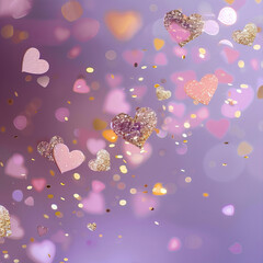 Canvas Print - blurred background with gold hearts
