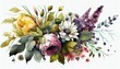 Digital illustration of a beautiful watercolor floral design on a white background