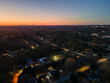 Aerial landscape of residential area with Atlanta skyline during fall in Decatur Atlanta Georgia