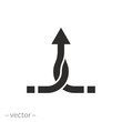affiliation or merging icon, two arrows in one concept, curved arrow, achieving a goal together, flat symbol on white background - vector illustration
