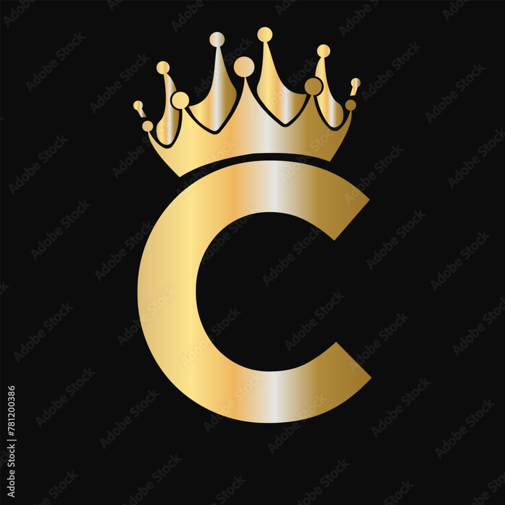Letter C Crown Logo Template. Royal Crown Logotype Luxury Sign for ...