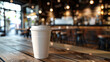 mockup white cup blank on coffee shop background