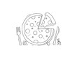Cartoon icon - pizza. Delivery concept. Cartoon illustration with margarita pizza. Doodle food isolated on white background. Fast food concept