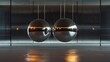 Interaction between two powerful magnets, suspended in mid-air with magnetic fields visibly distorting the space between them. The play of light on the metallic surfaces enhances the drama.