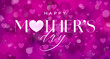 Happy Mother's Day card with pink hearts background and bokeh