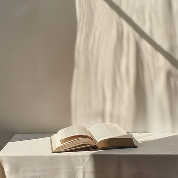 Open book on a white table