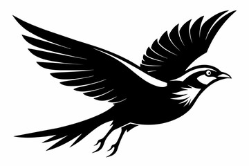 Wall Mural - skylark bird flying on silhouette black vector illustration 