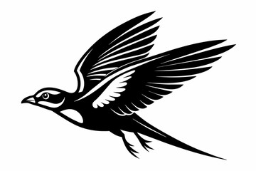 Wall Mural - skylark bird flying on silhouette black vector illustration 