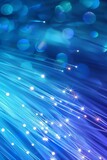 Fototapeta  - Fiber optic cables with vibrant bokeh lights. Technology and communication