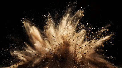 Sand explosion, on black background