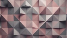 Closeup Of Geometric Squares Triangles Polygon Wall Pattern In Different Grey Rose Pink Tones With 3d Effect Modern Design Background Web Business Texture