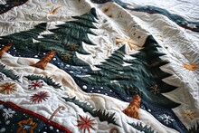 Christmas Themed Quilt With Christmas Tree.